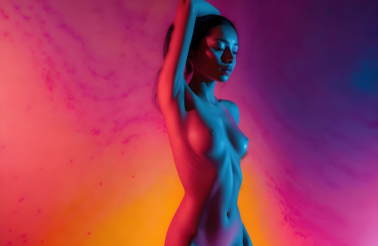 Poster mit nackten Modells als Highlight des Interieurs, PlumaArt - Premium Kunst Fotos und Bilder